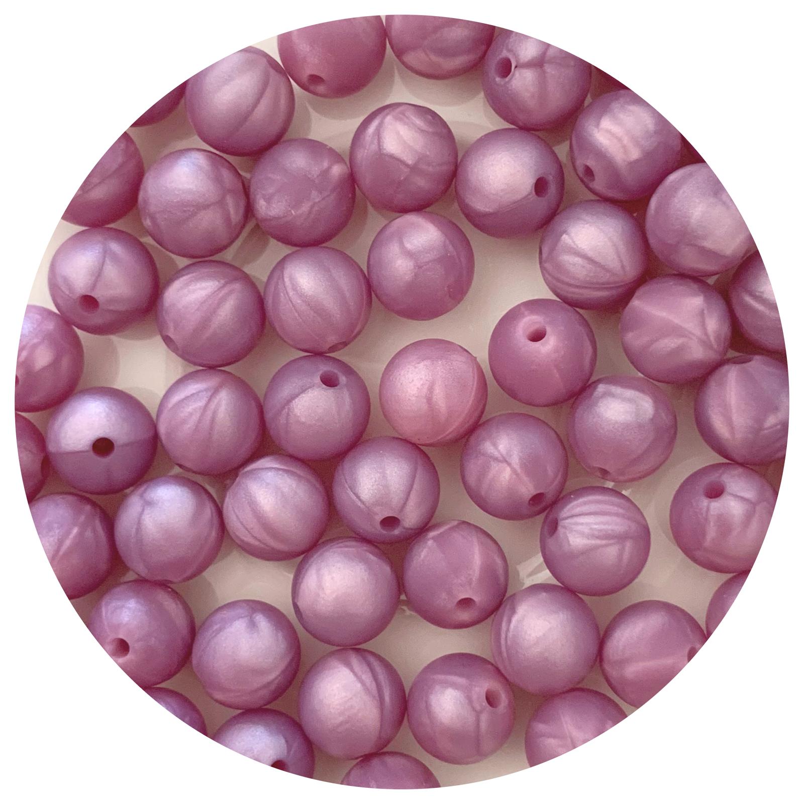 Pearl Violet - 12mm Round Silicone Beads - 10 beads