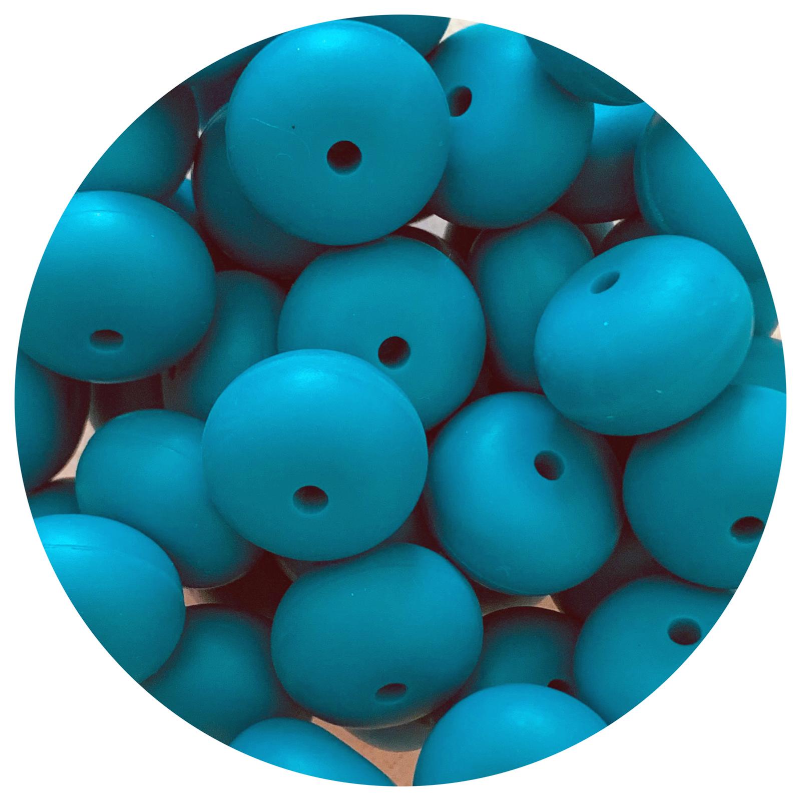 Teal - 22mm Abacus Silicone Beads - 5 Beads