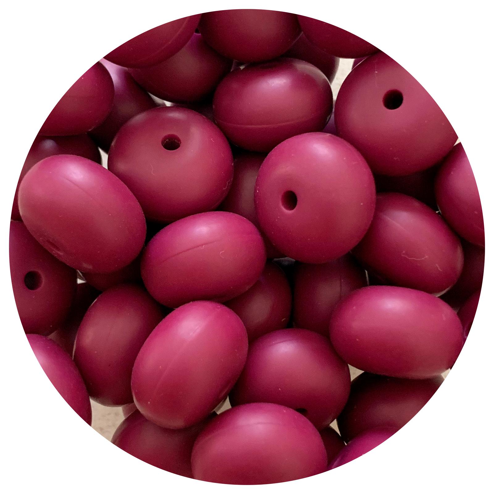 Plum - 22mm Abacus Silicone Beads - 5 Beads