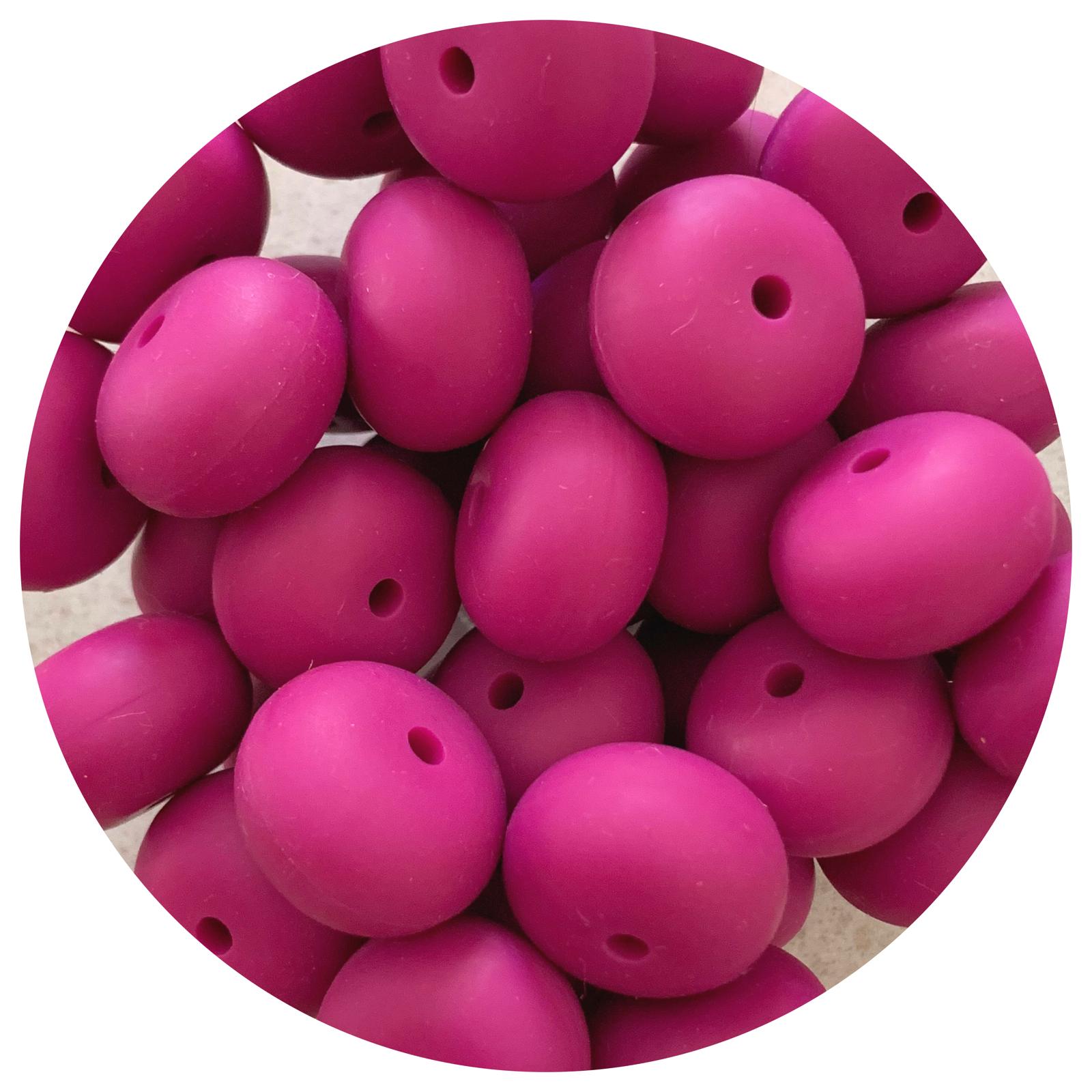 Magenta - 22mm Abacus Silicone Beads - 5 Beads