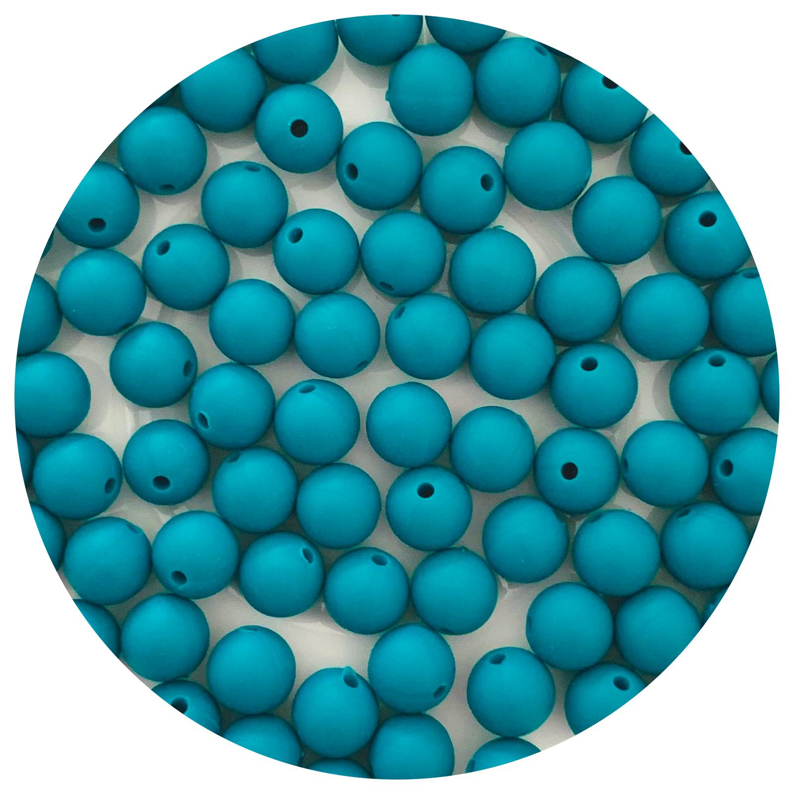 Teal - 9mm Round Silicone Beads - 5 Beads
