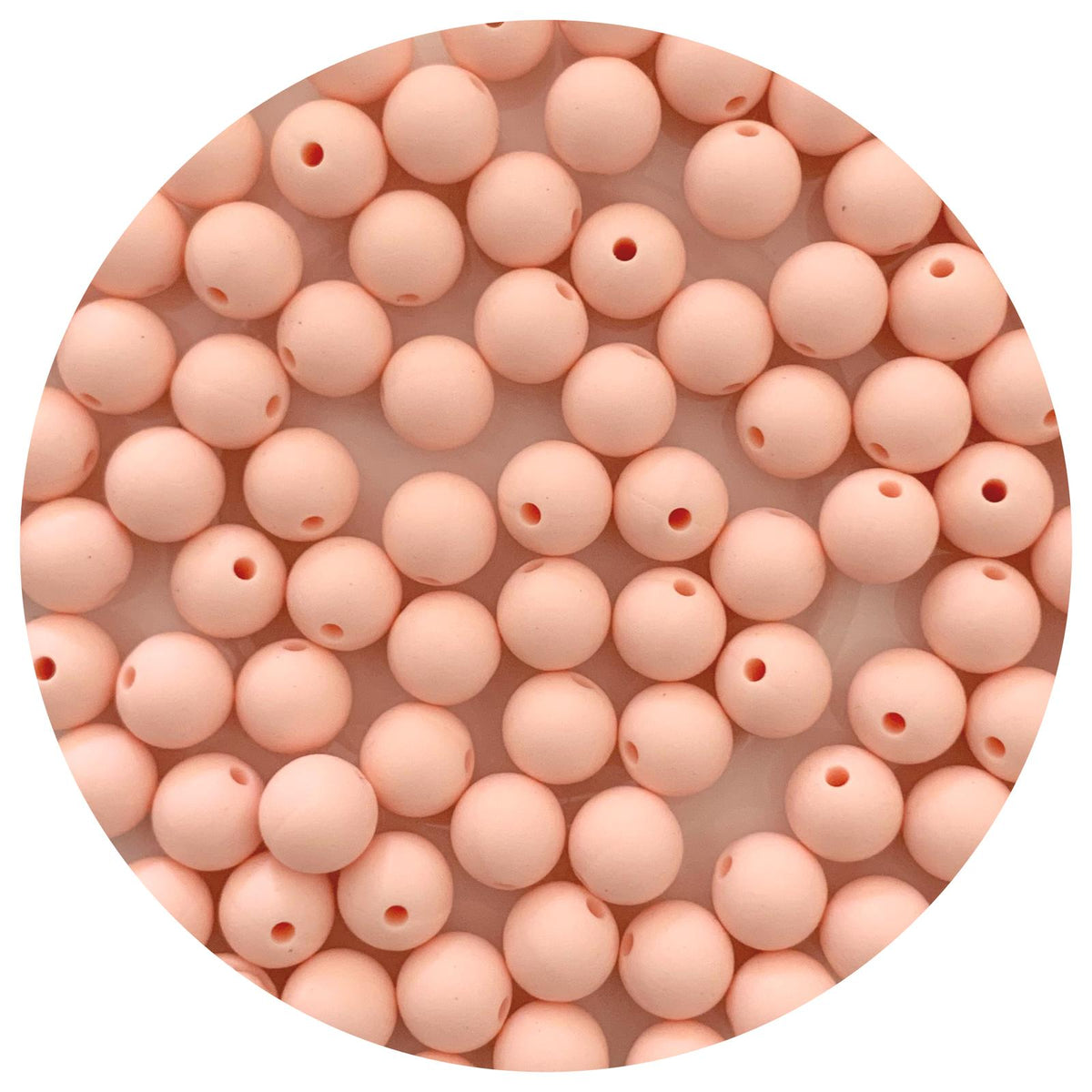 Apricot - 9mm Round Silicone Beads - 5 Beads