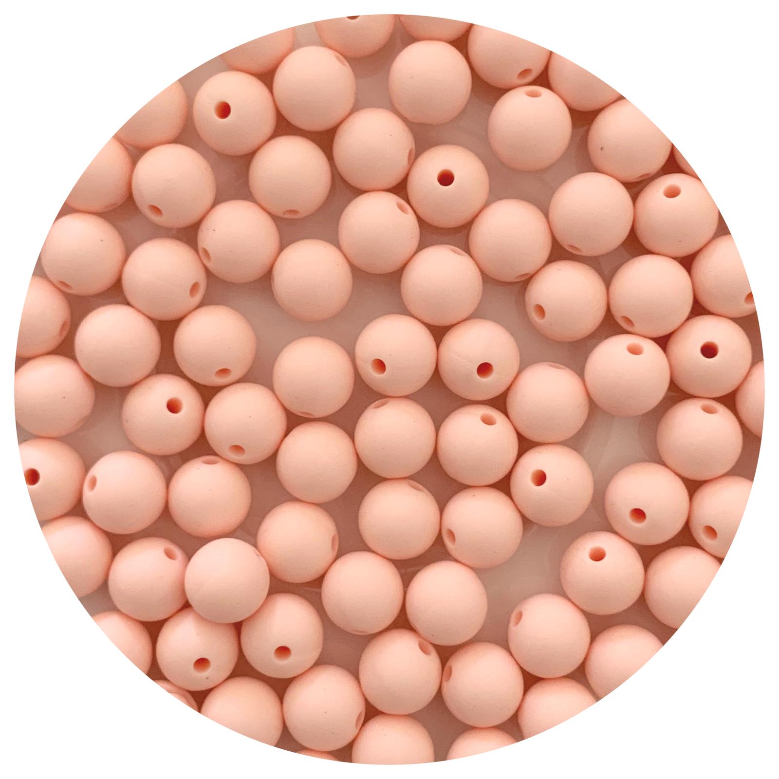 Apricot - 9mm Round Silicone Beads - 5 Beads