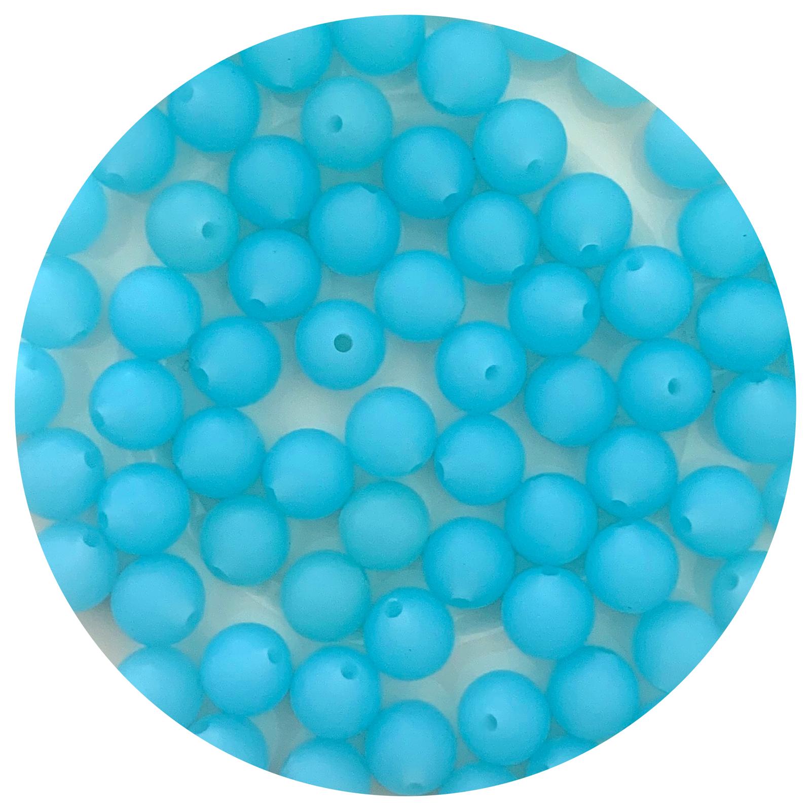 Ice Blue - 9mm Round Silicone Beads - 5 Beads