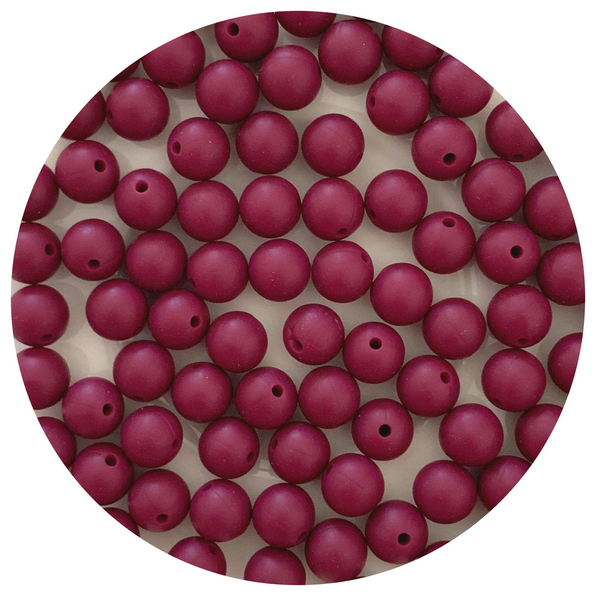 Plum - 9mm Round Silicone Beads - 5 Beads