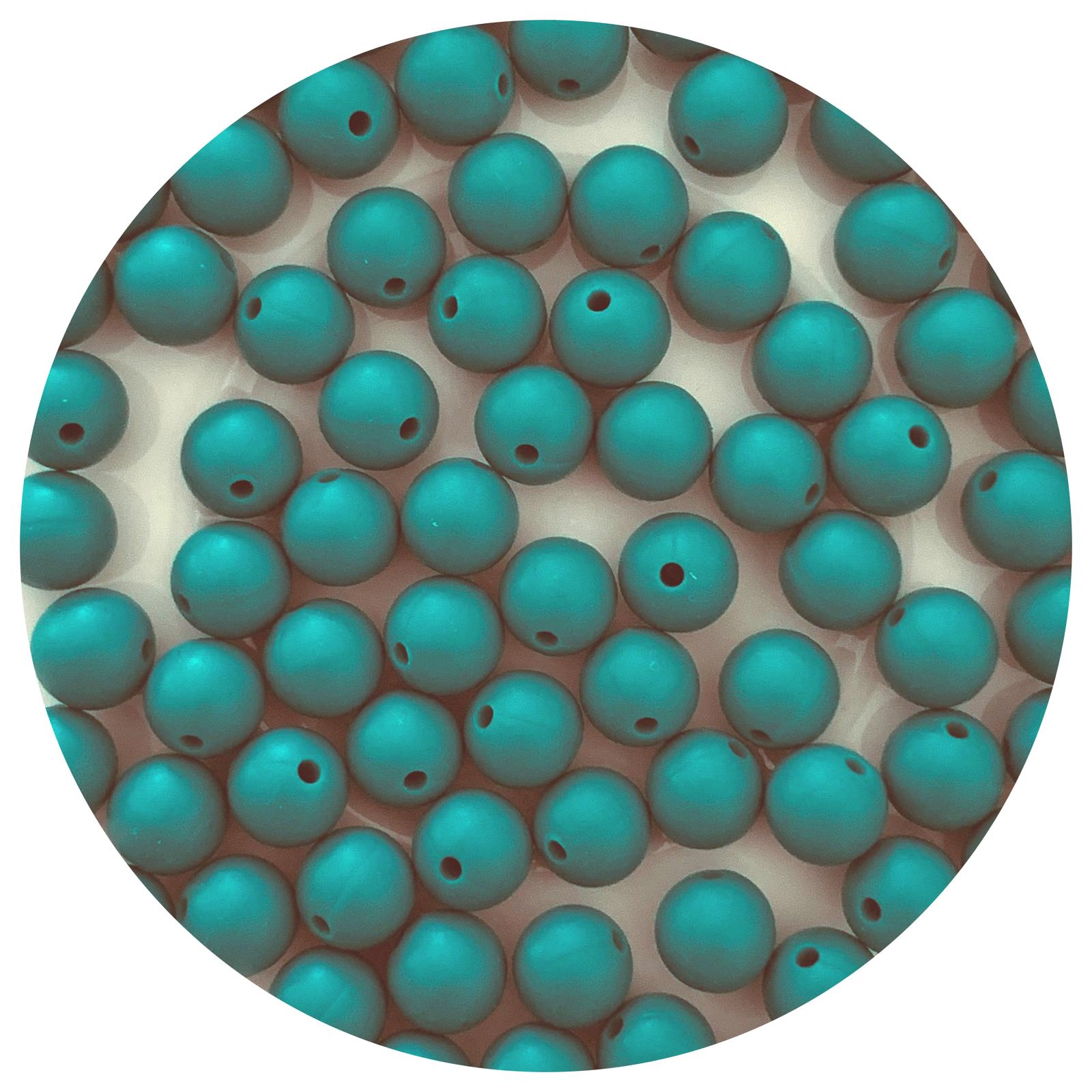 Ocean Green - 9mm Round Silicone Beads - 5 Beads