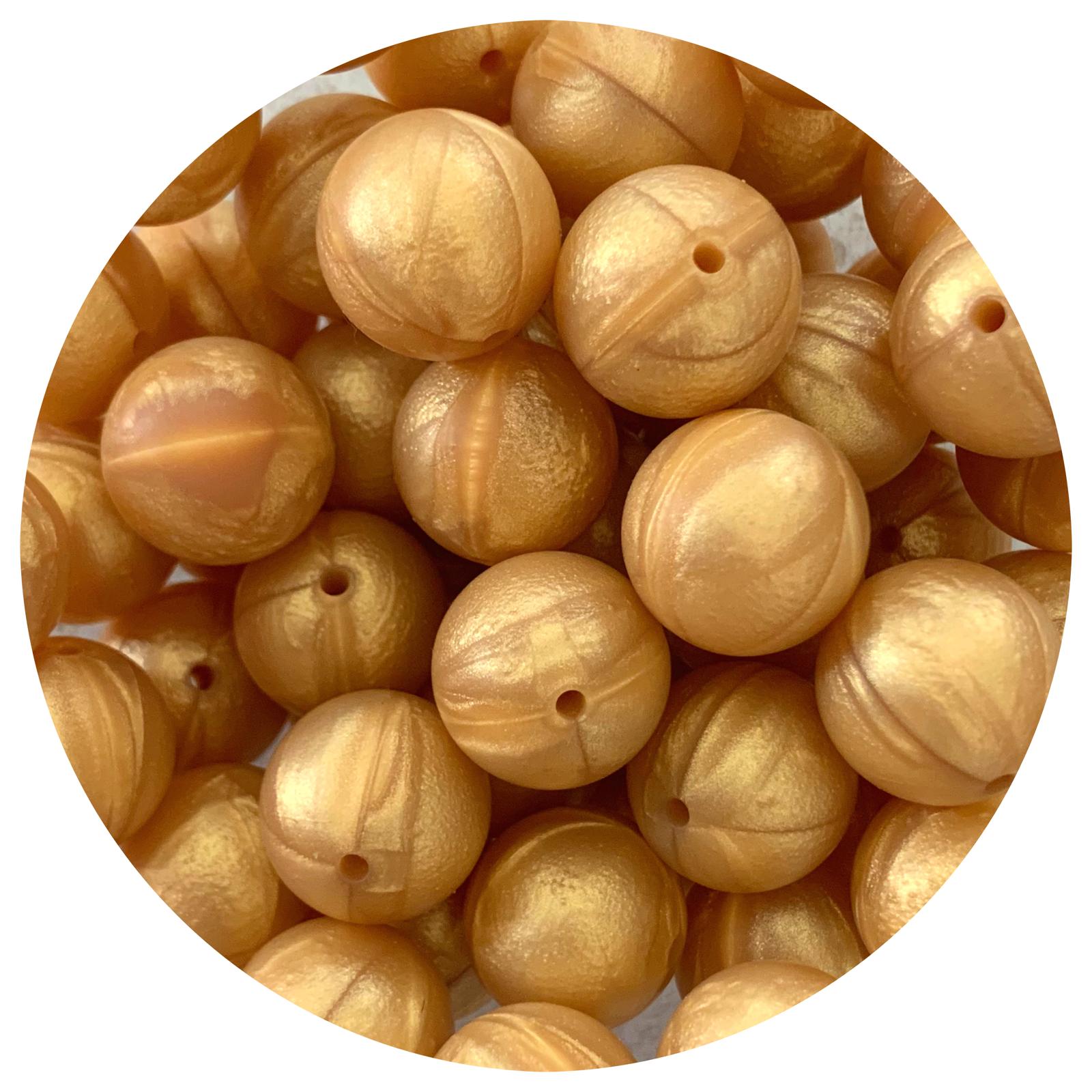 Pearl Gold - 19mm round - 5 Beads