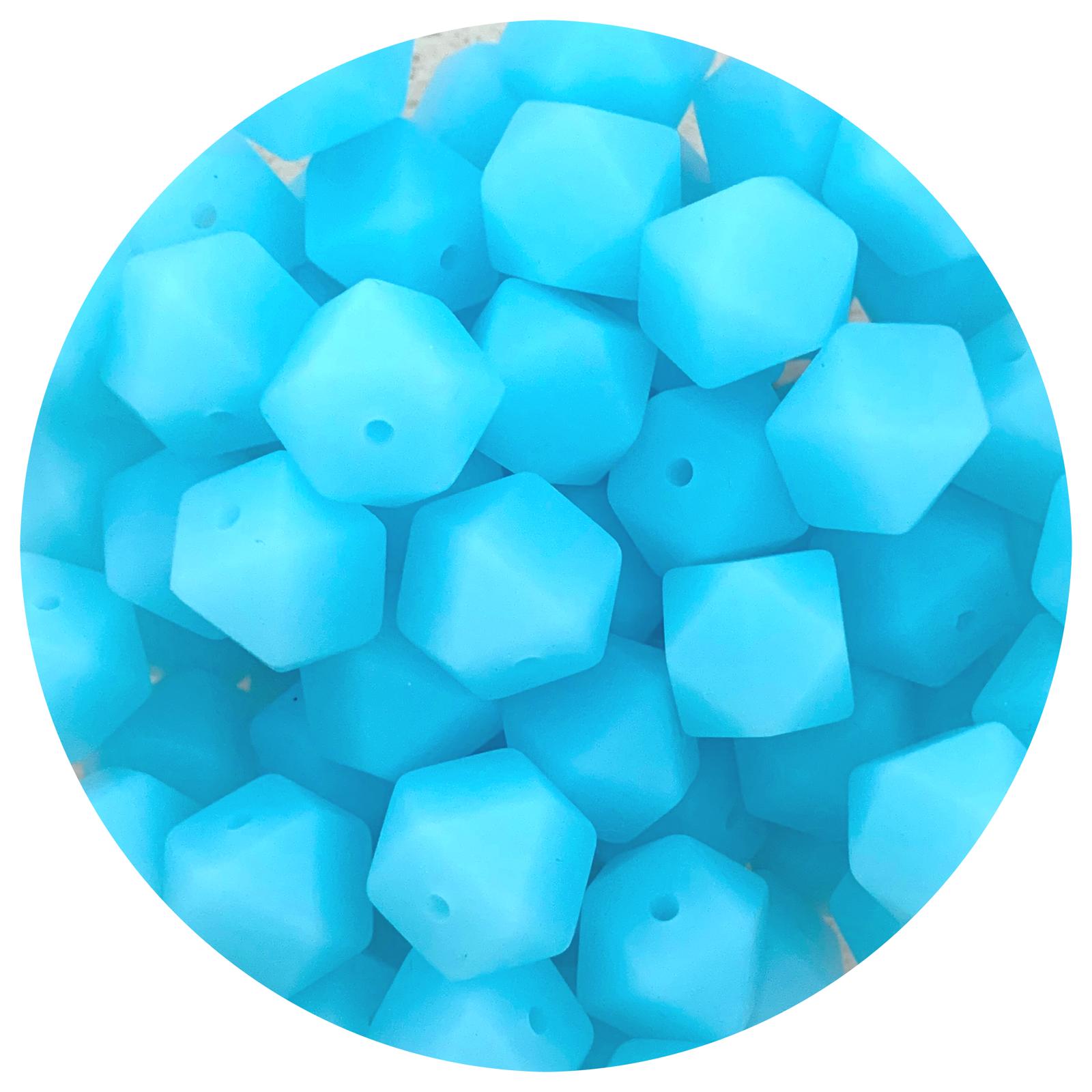 Ice Blue - 14mm Mini Hexagon - 5 beads