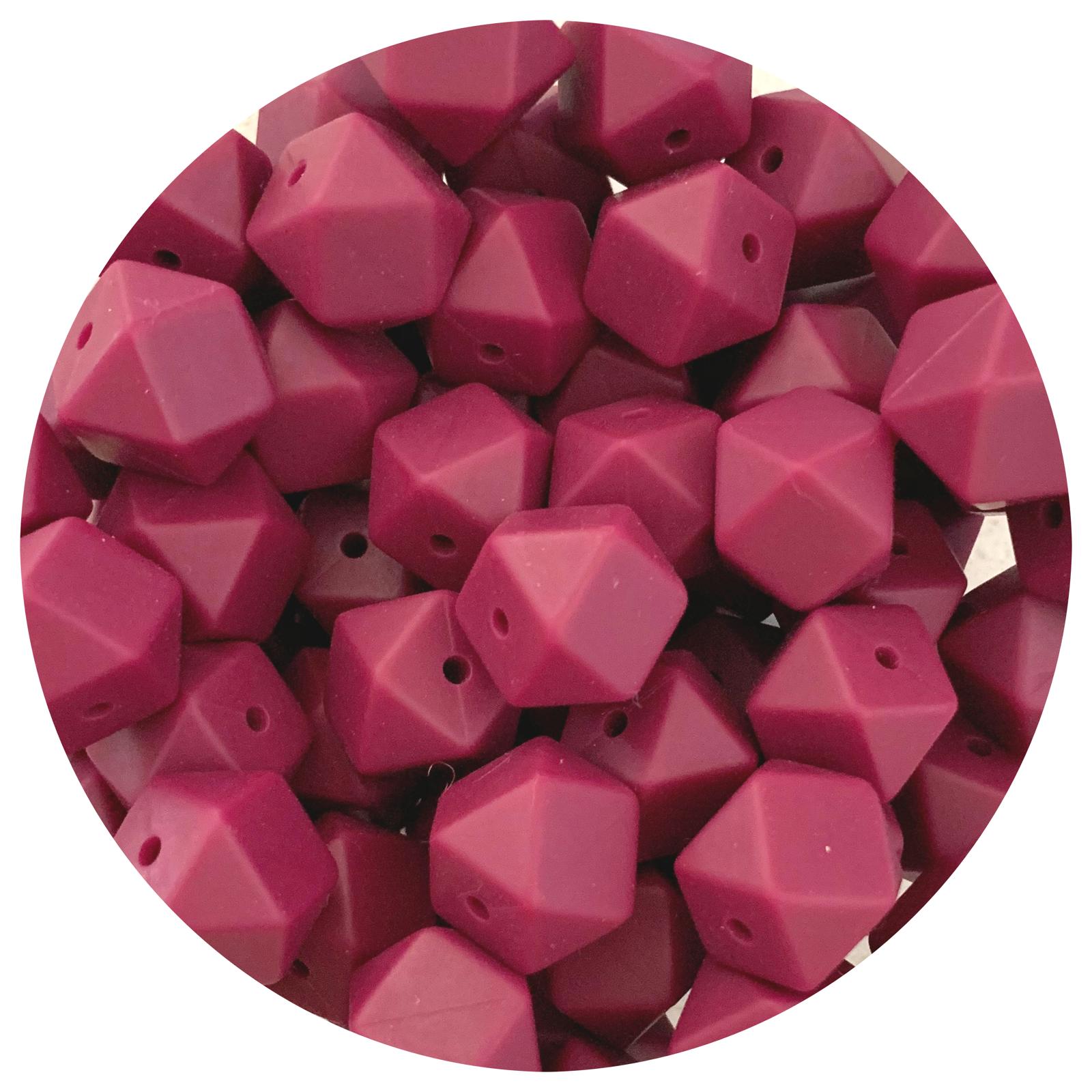 Plum - 14mm Mini Hexagon - 5 beads