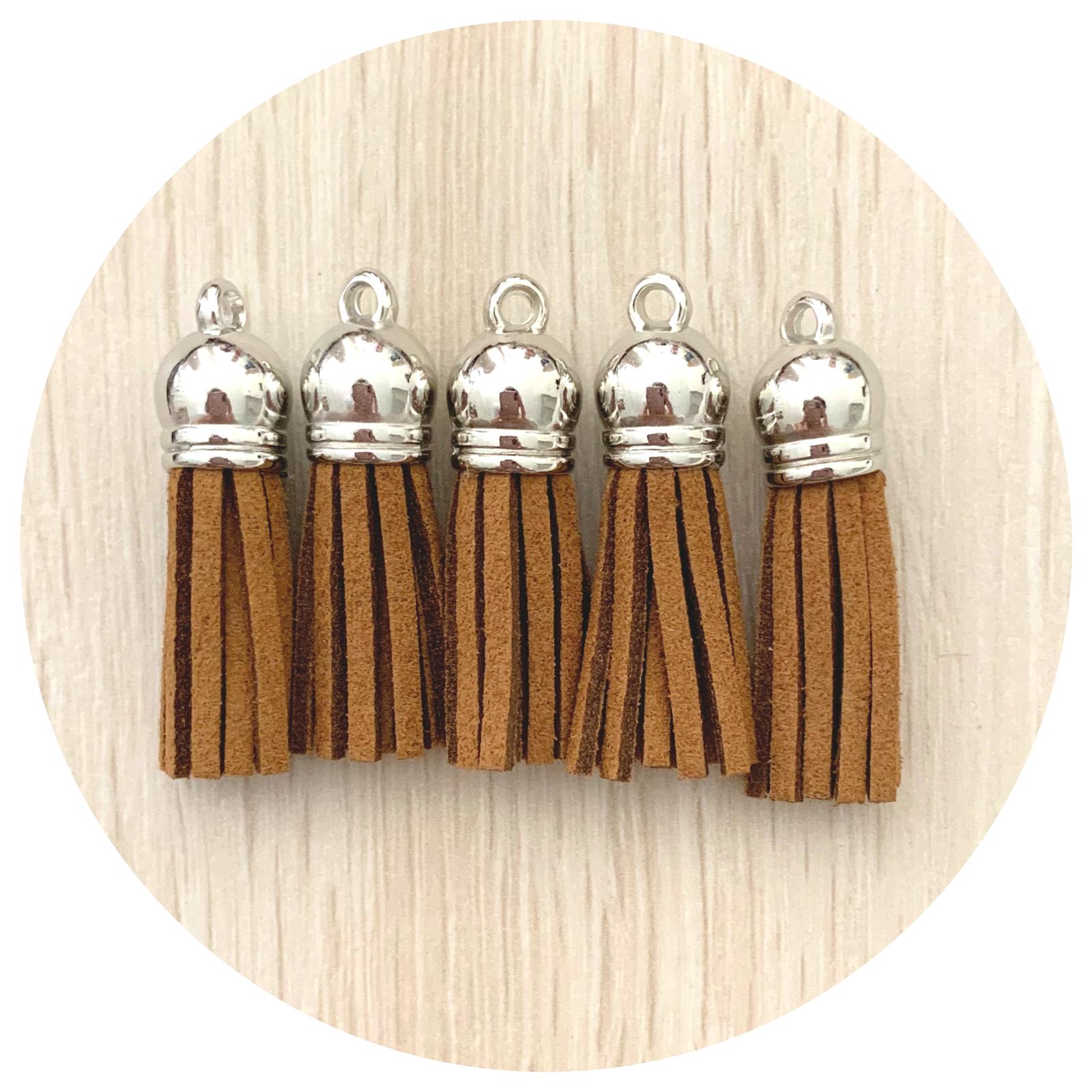 39mm Suede Tassels Silver Cap - Cocoa - Each