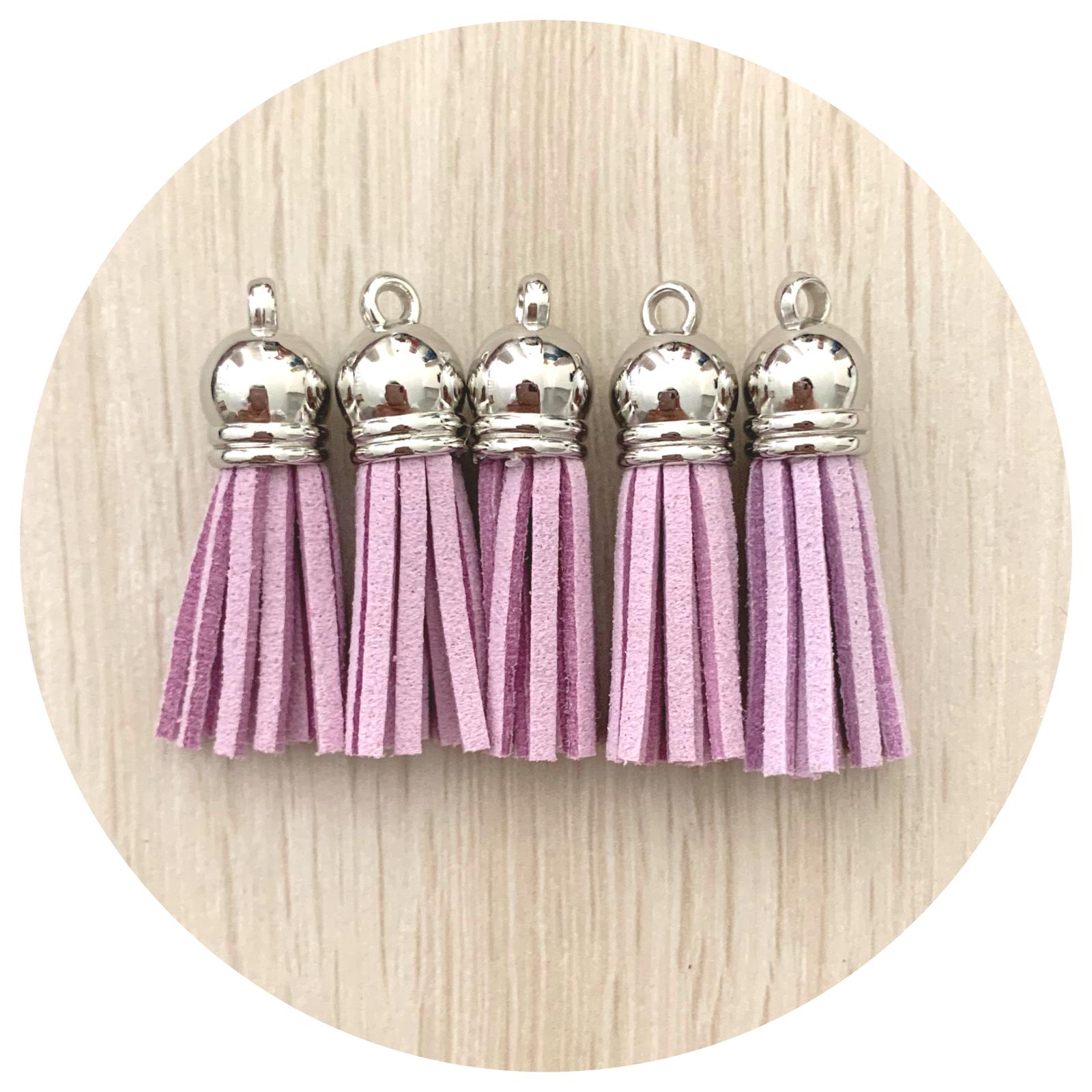 39mm Suede Tassels Silver Cap - Lilac Purple - Each