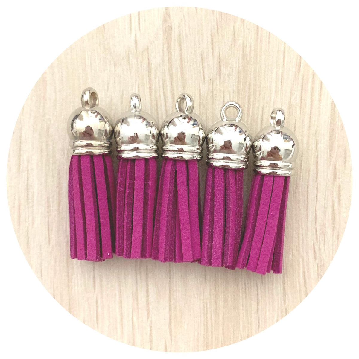 39mm Suede Tassels Silver Cap - Magenta - Each