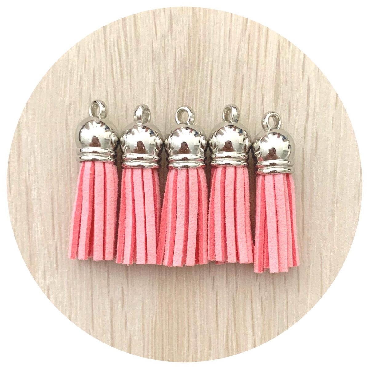 39mm Suede Tassels Silver Cap - Sweet Pink - Each