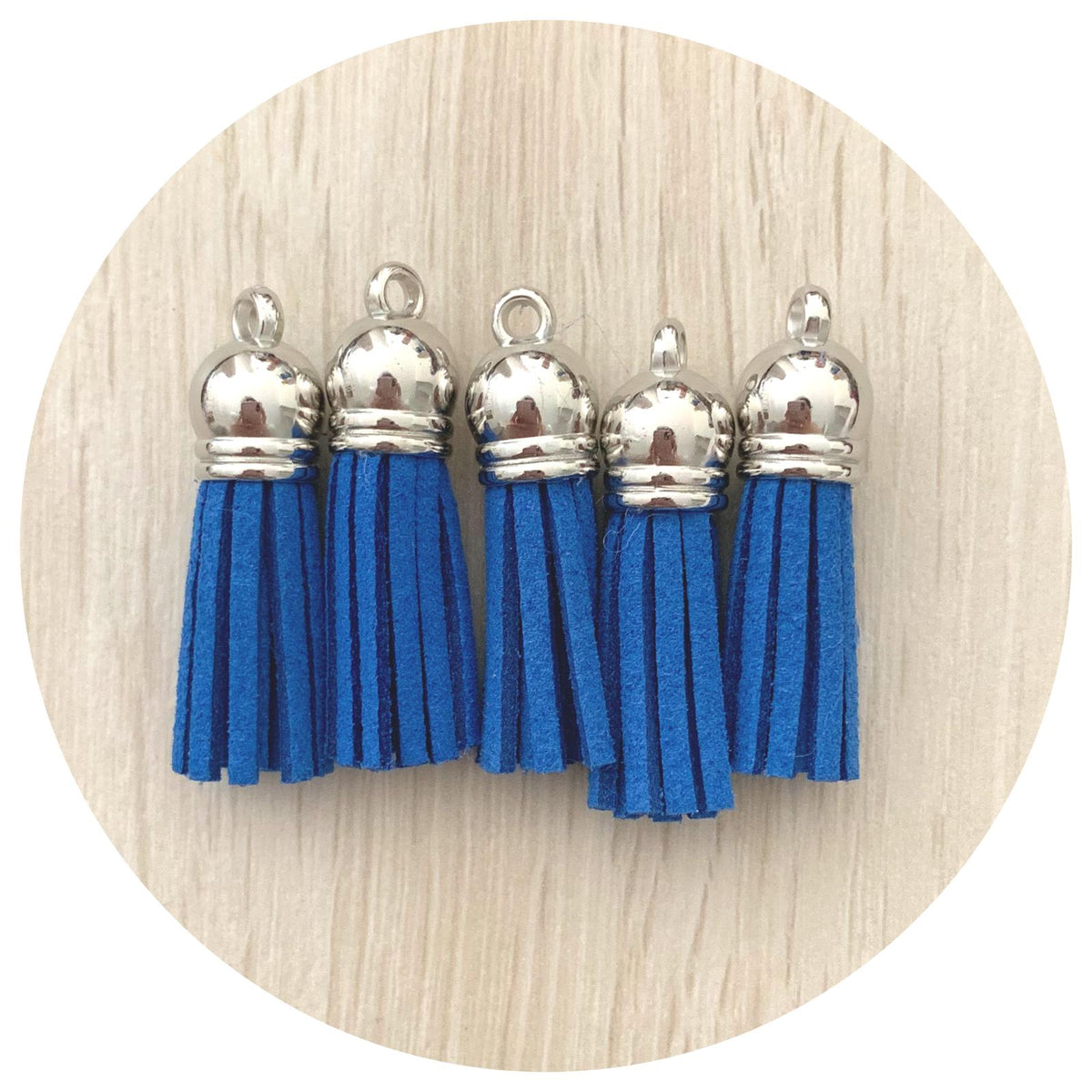 39mm Suede Tassels Silver Cap - Royal Blue - Each