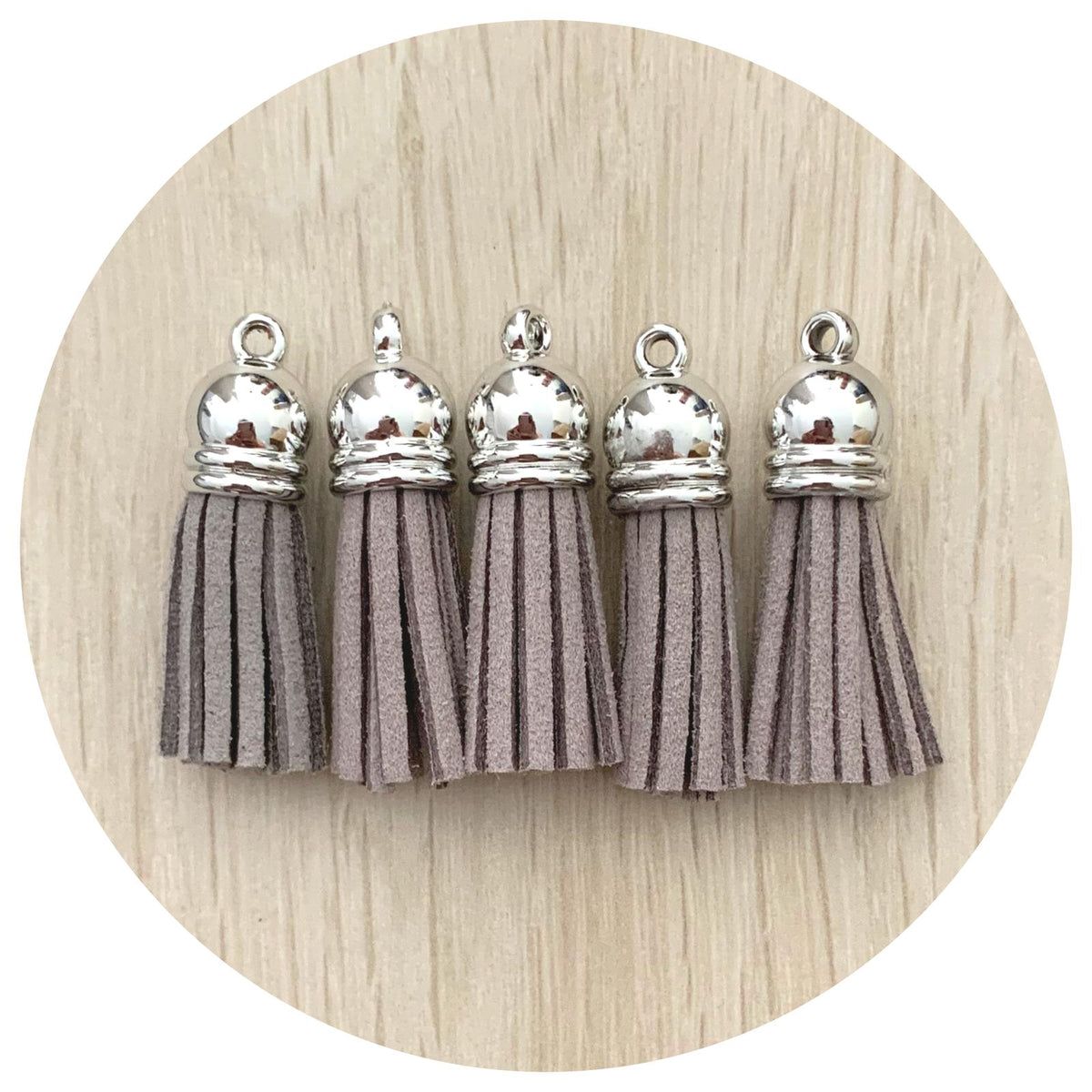 39mm Suede Tassels Silver Cap - Grey - Each