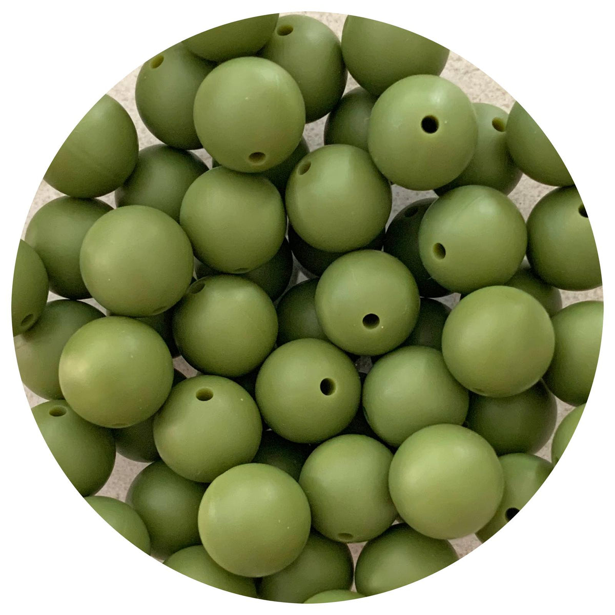 Army Green - 15mm round - 10 Beads