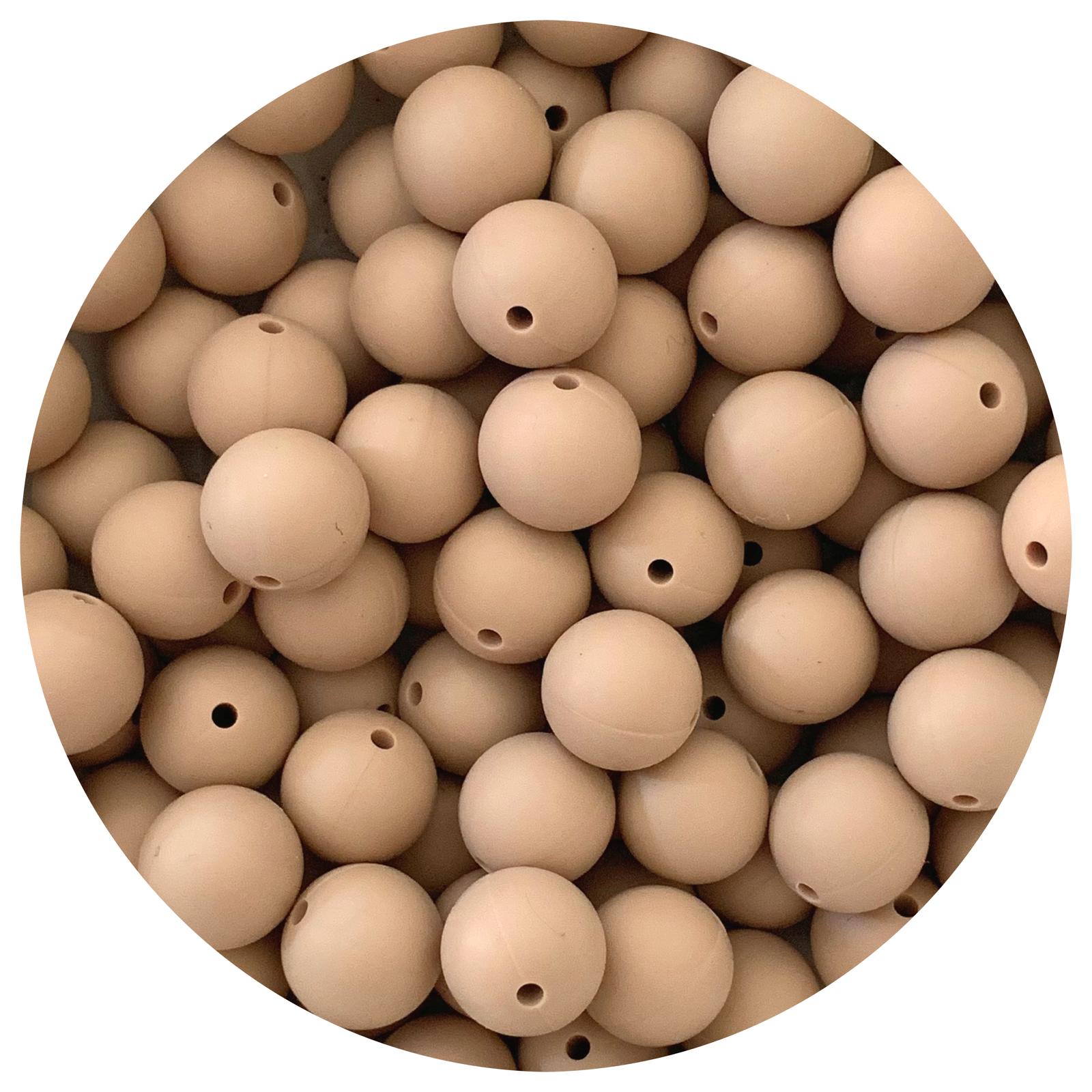 Oatmeal - 12mm Round Silicone Beads - 10 beads