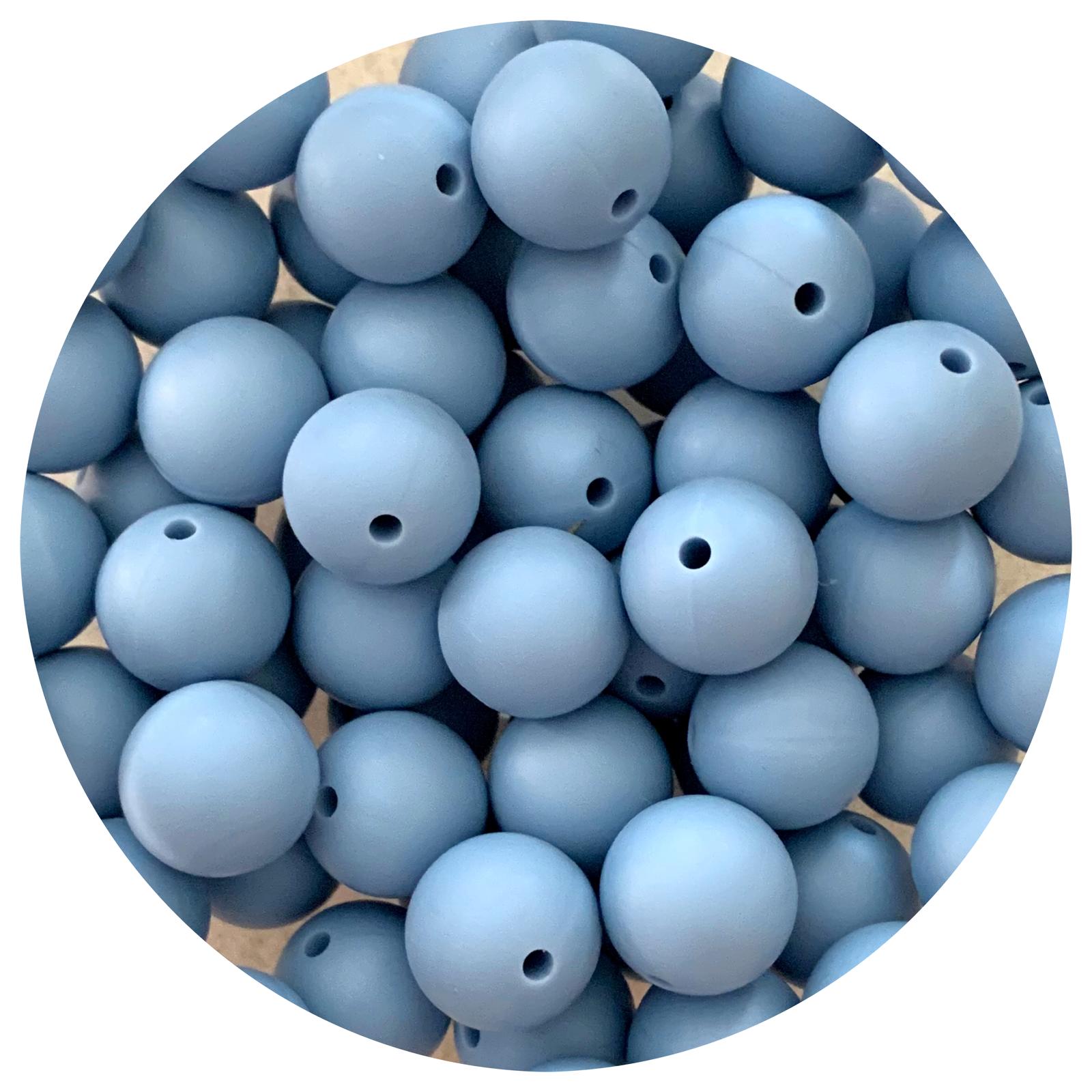 Steel Blue - 15mm round - 10 Beads