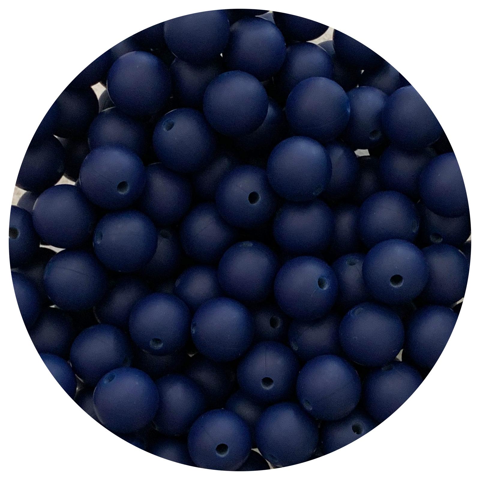 Midnight Blue - 12mm Round Silicone Beads - 10 beads