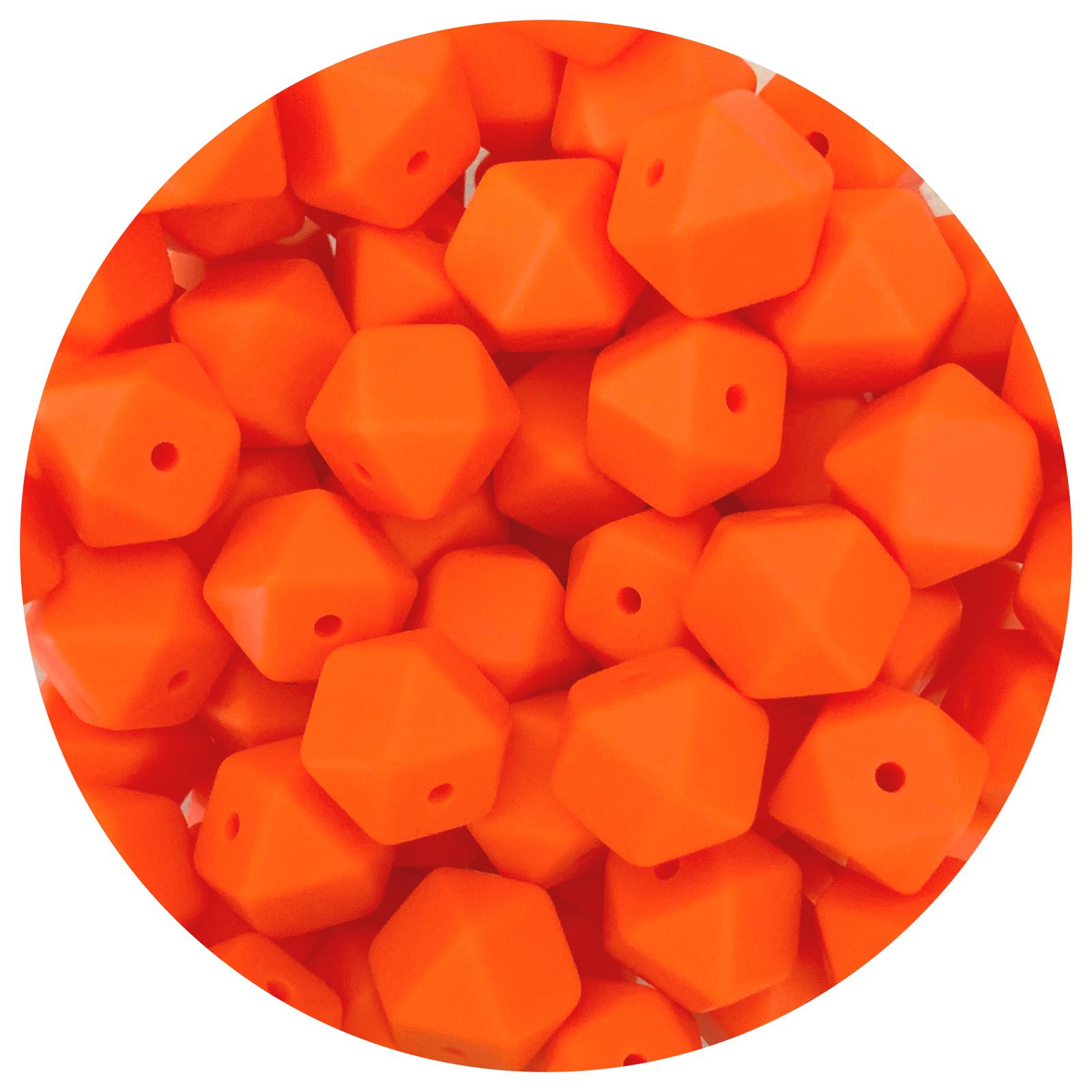 Tangerine Orange - 14mm Mini Hexagon - 5 beads