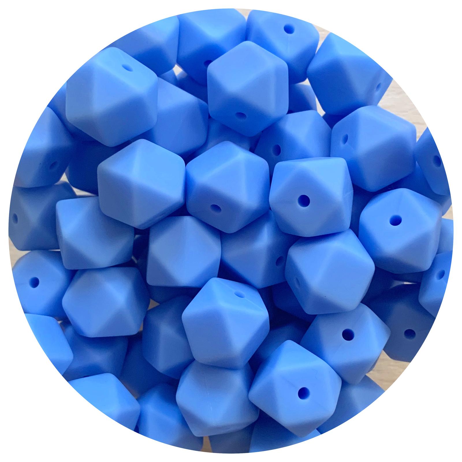 Cornflower Blue - 14mm Mini Hexagon - 5 beads