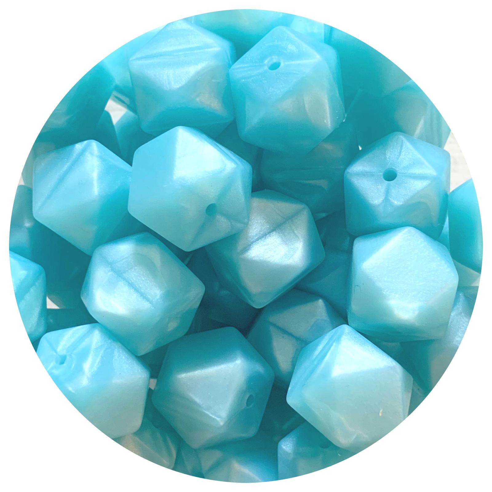 Pearl Baby Blue - 17mm Hexagon - 10 Beads