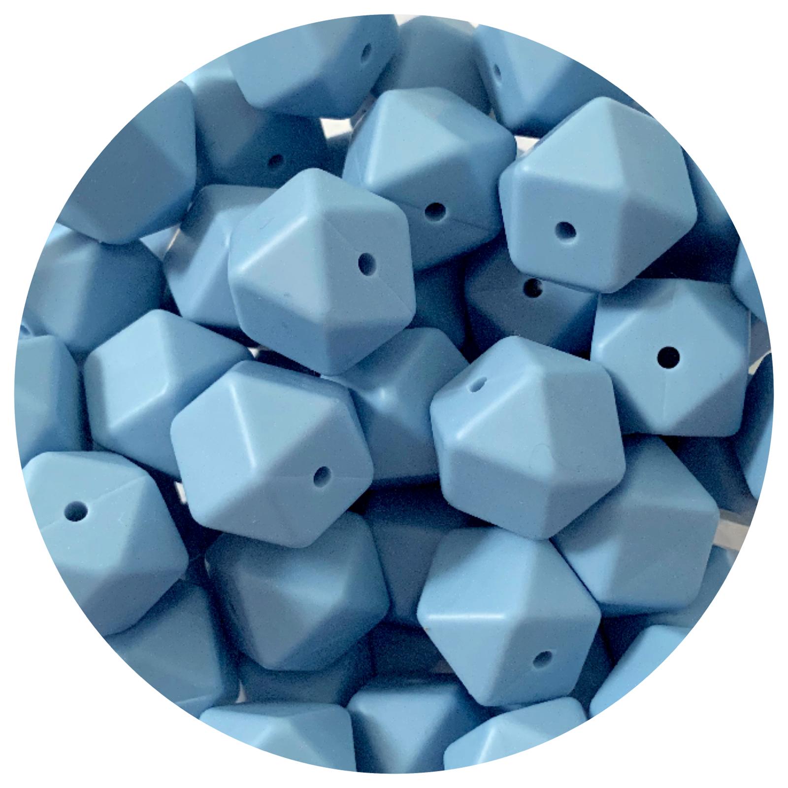 Steel Blue - 17mm Hexagon - 10 Beads