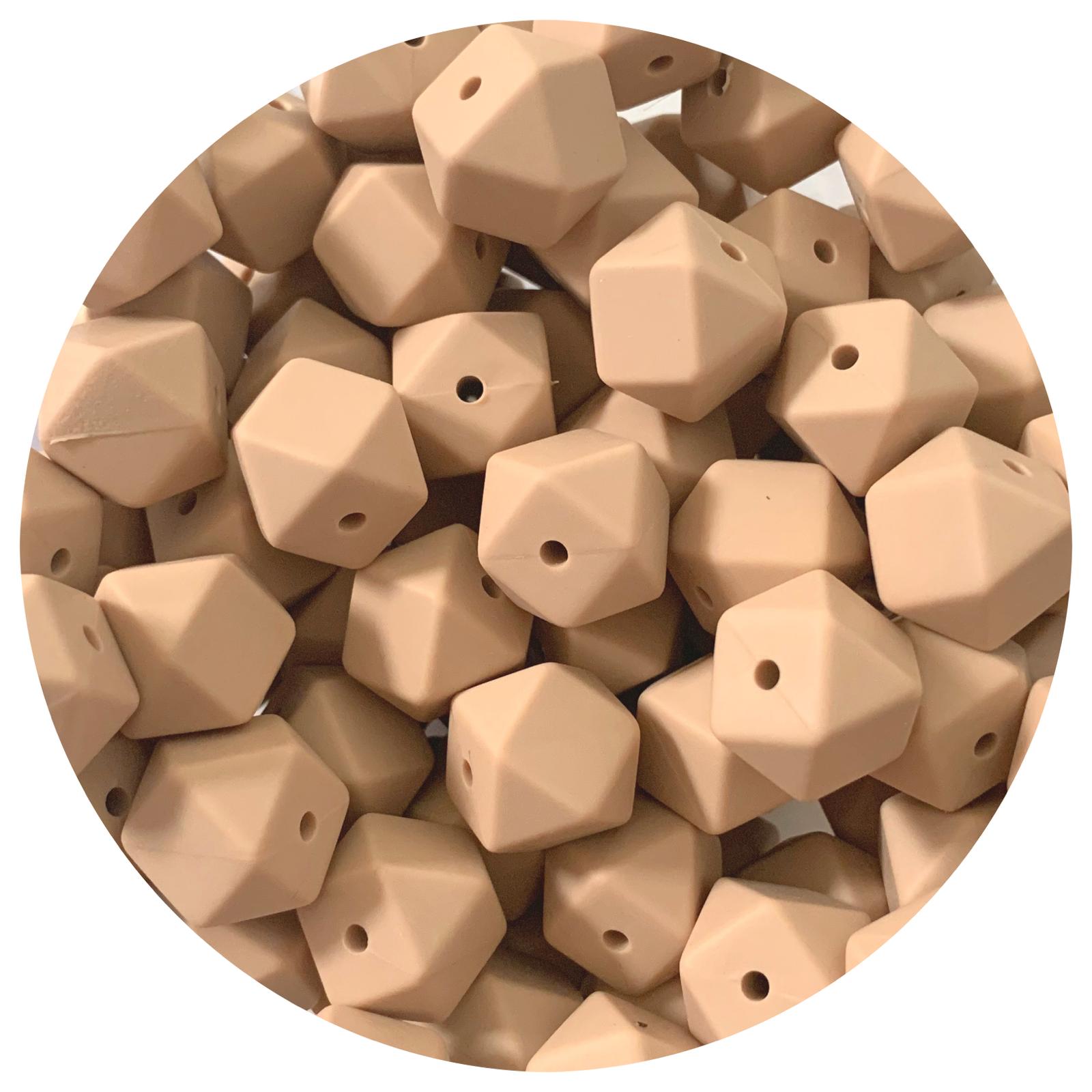 Oatmeal - 14mm Mini Hexagon - 5 beads