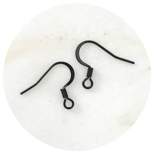 Stainless Steel Earring Hooks - Black - Lead & Nickel Free - 50 pcs