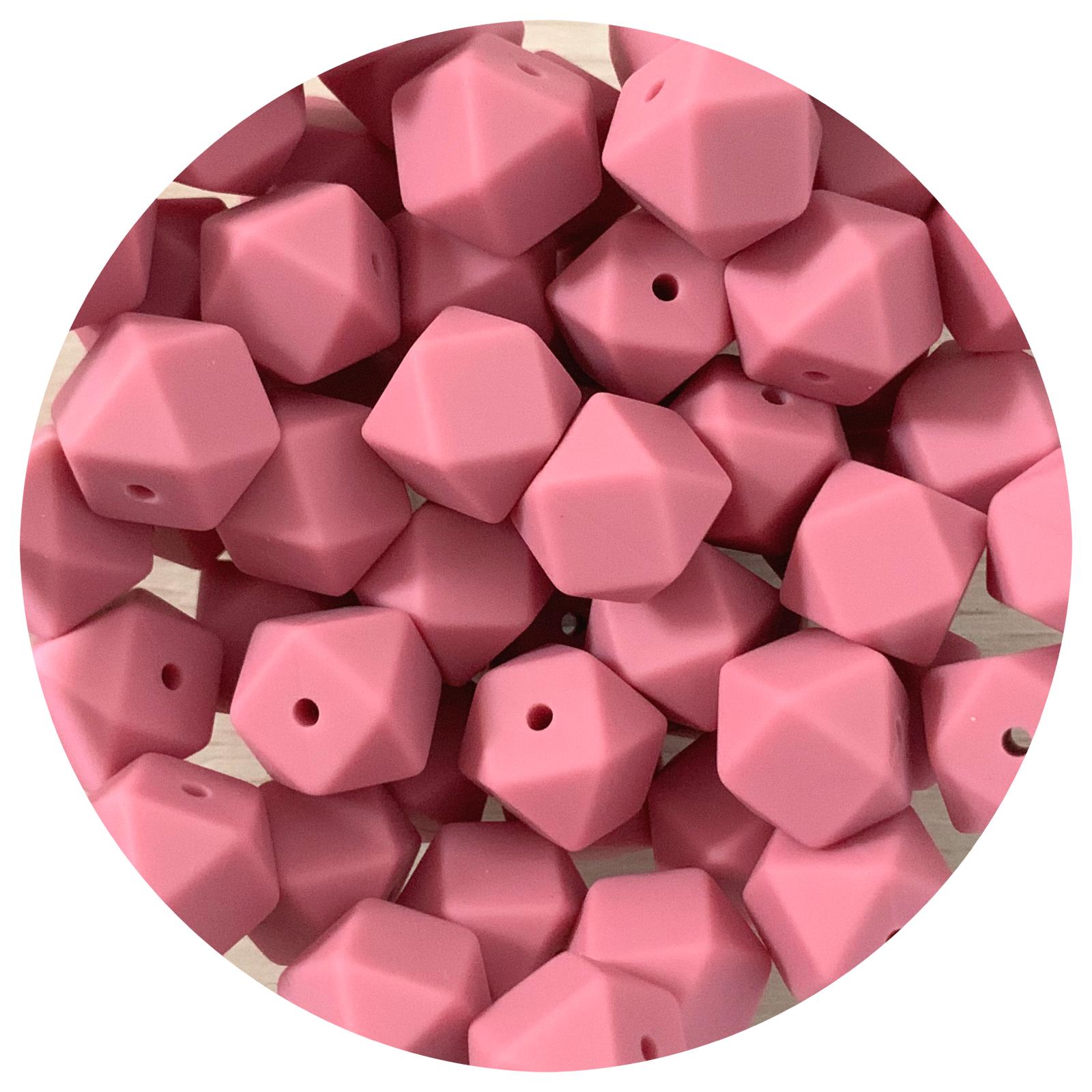 Petal Pink - 14mm Mini Hexagon - 5 beads