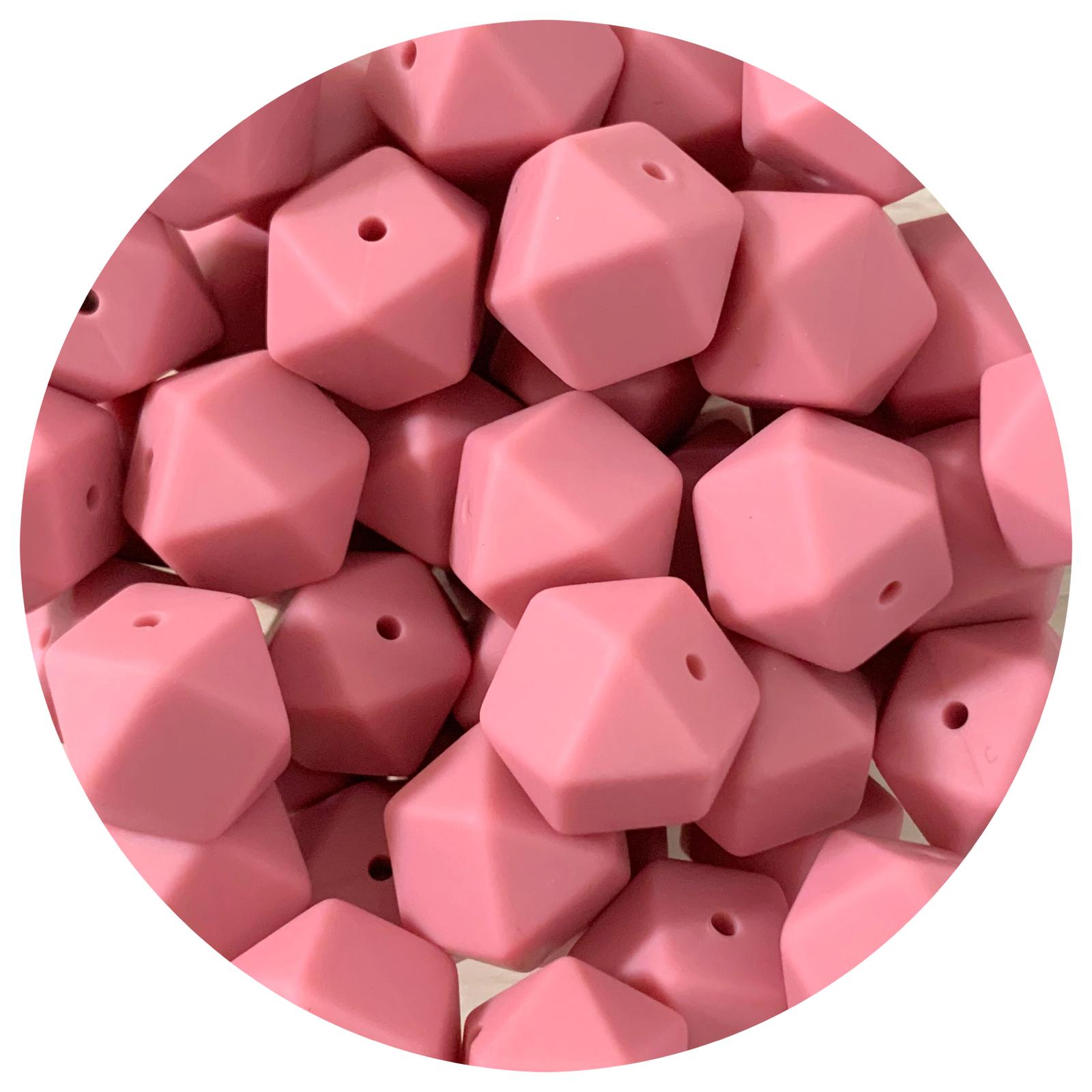 Petal Pink - 17mm Hexagon - 10 Beads