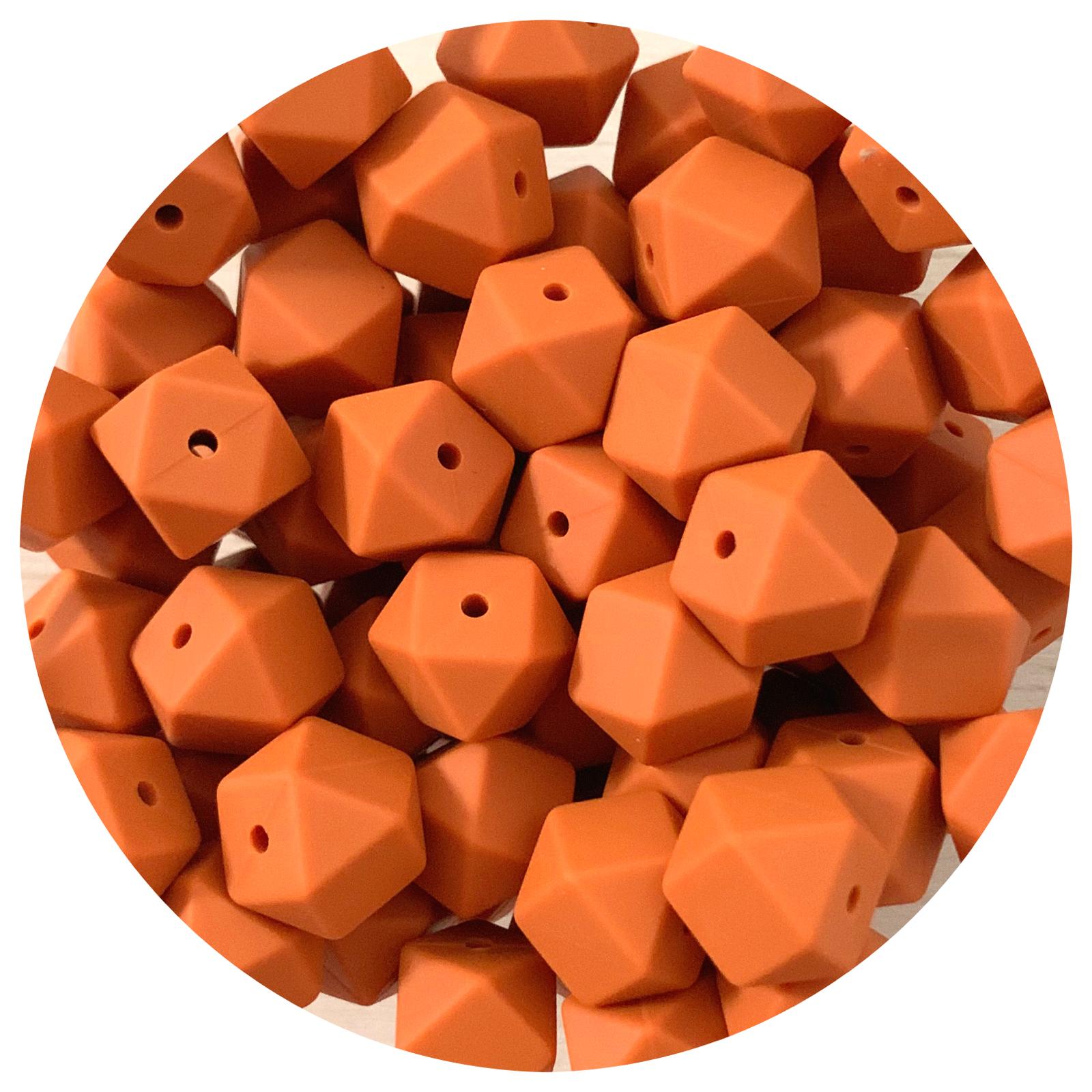 Terracotta - 14mm Mini Hexagon - 5 beads