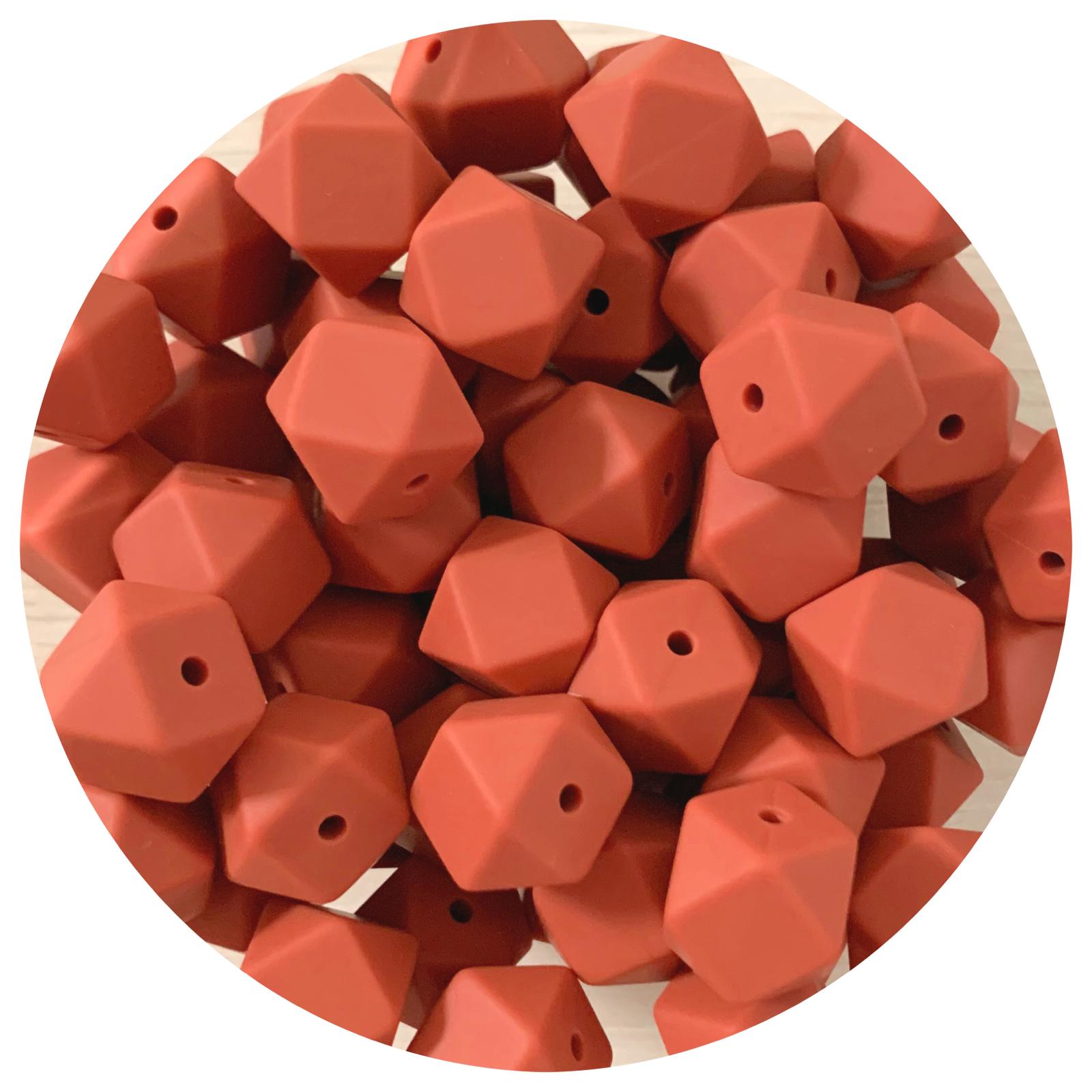 Cinnamon Spice - 14mm Mini Hexagon - 5 beads