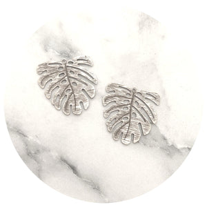 Monstera Leaf Charms - Antique Silver - 2 pcs - D872