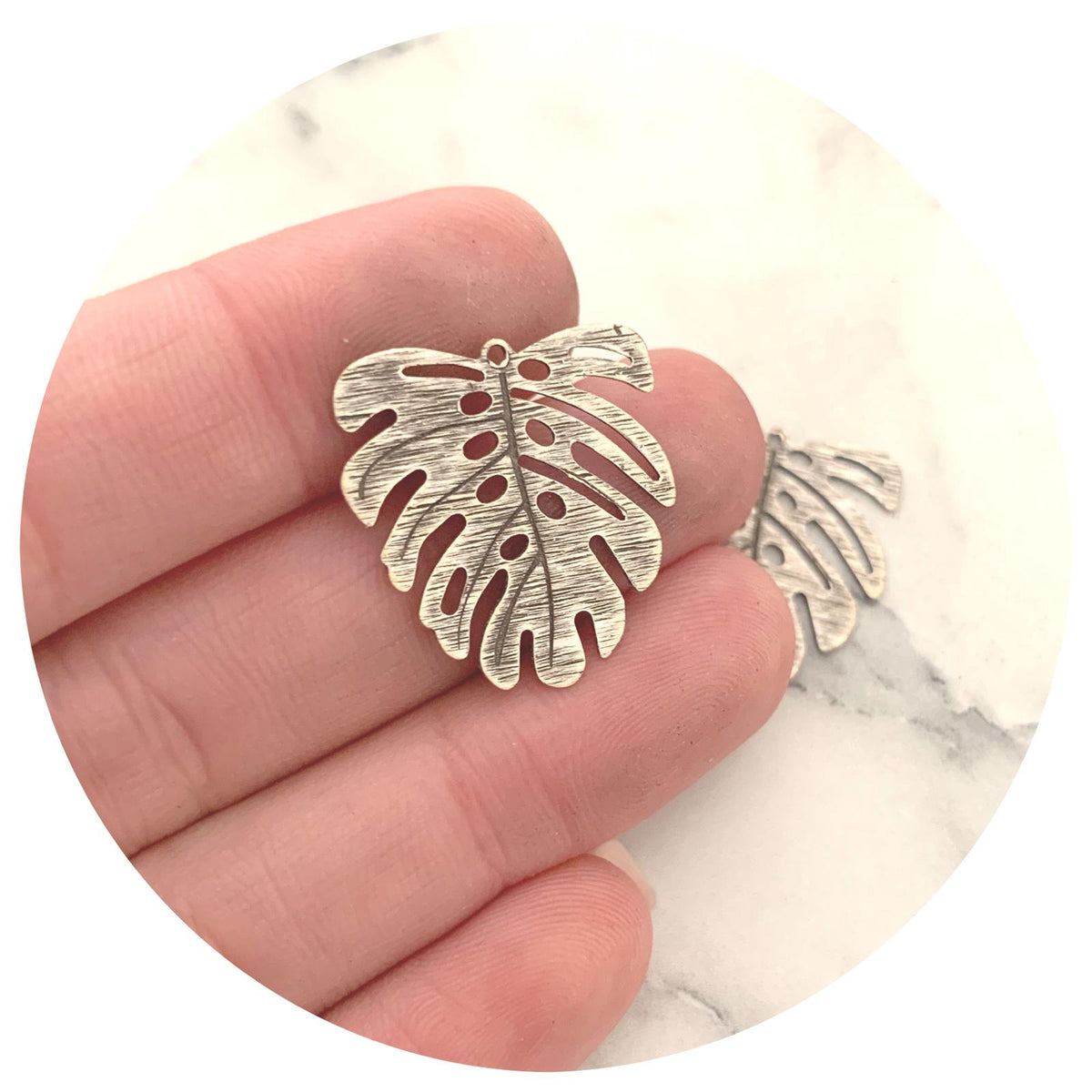 Monstera Leaf Charms - Antique Silver - 2 pcs - D872