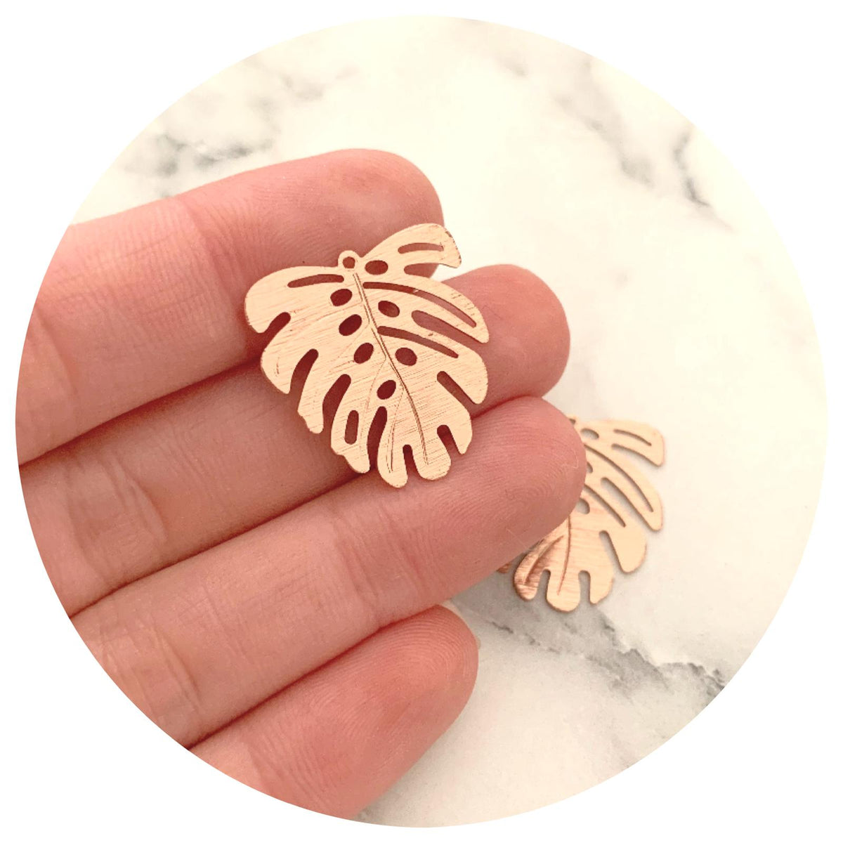 Monstera Leaf Charms - Rose Gold - 2 pcs - D872