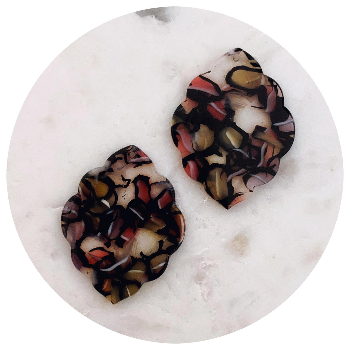 Acrylic Charms - Scallop Edge - 1 Hole - Each