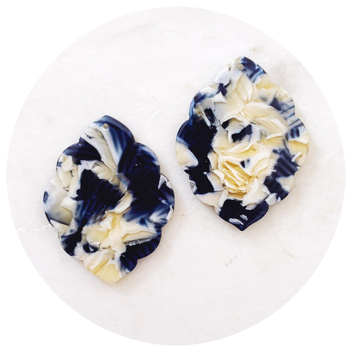 Acrylic Charms - Scallop Edge - 1 Hole - Each