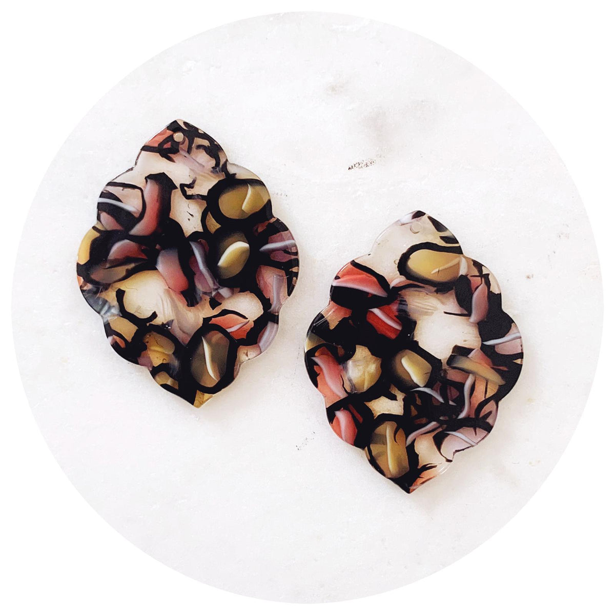 Acrylic Charms - Scallop Edge - 1 Hole - Each