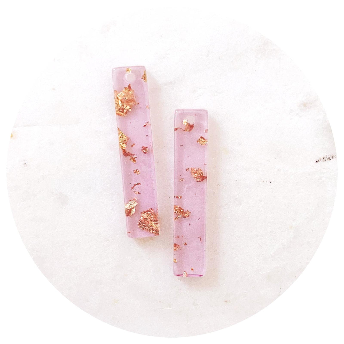 Acrylic Charms - 35mm Bar Rectangle (Clear with Gold Flecks) - 1 Hole - 2pc