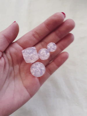 Blush Speckled Clear - 17mm Hexagon Silicone Beads - 10 Beads
