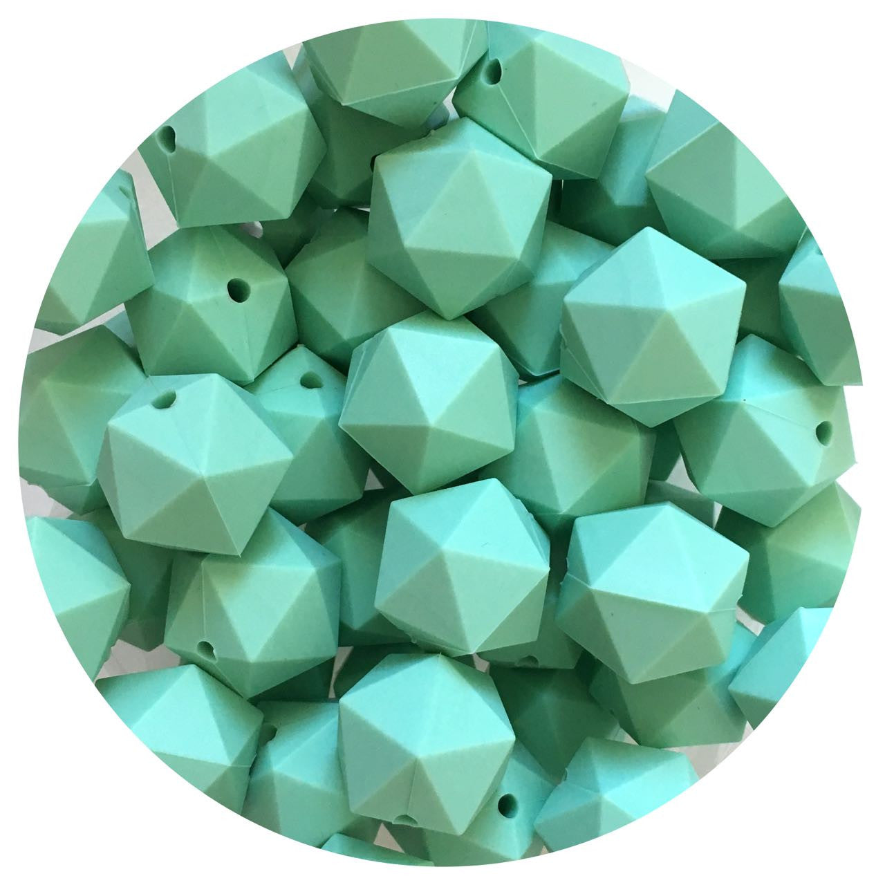 Mint Green - 17mm Icosahedron - 5 Beads