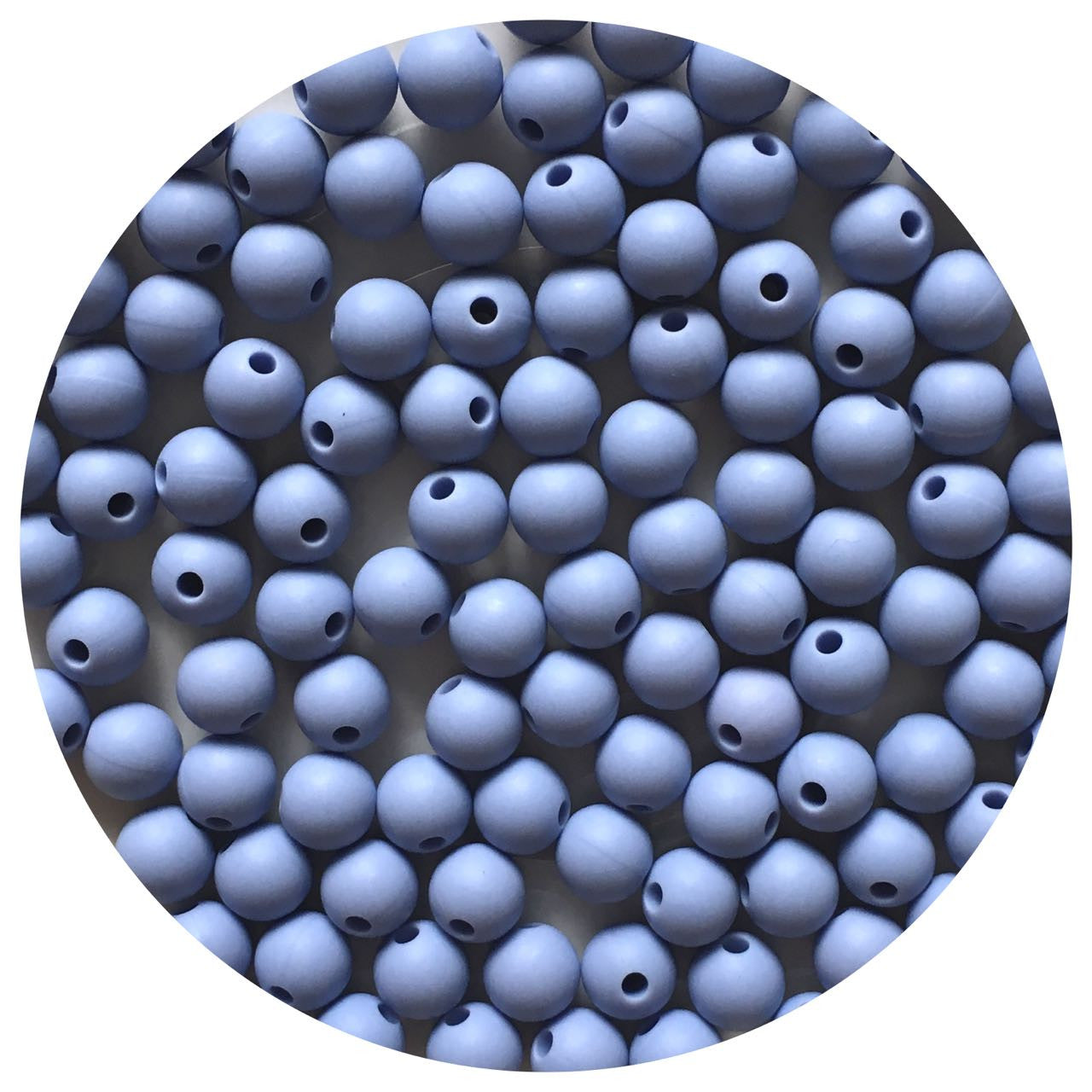 Powder Blue - 9mm Round Silicone Beads - 5 Beads