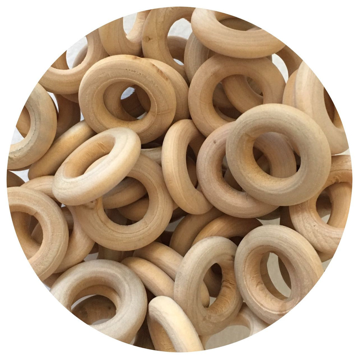 Natural Wood Rings - 25mm - 10 rings