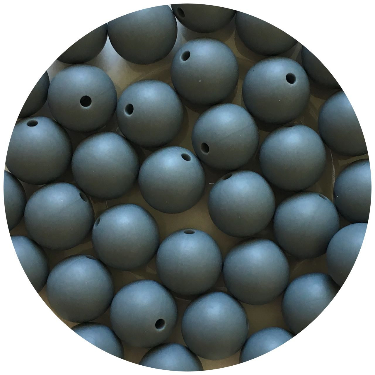 Dark Grey - 15mm round - 10 Beads