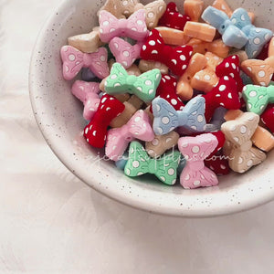 Polka Dot Bow Silicone Beads - CHOOSE YOUR COLOUR - 2 Beads