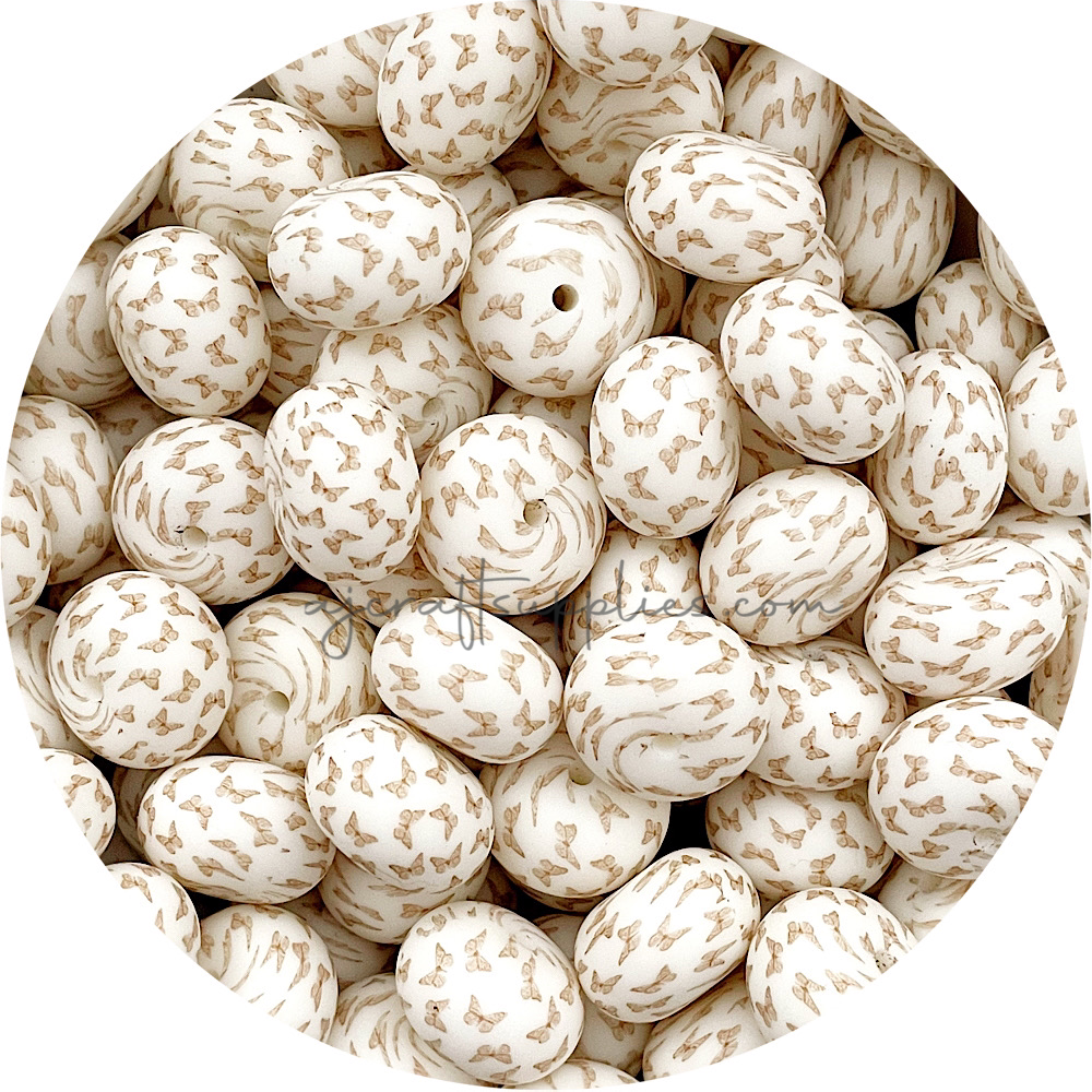 Boho Butterfly - 22mm abacus Silicone Beads - 5 Beads