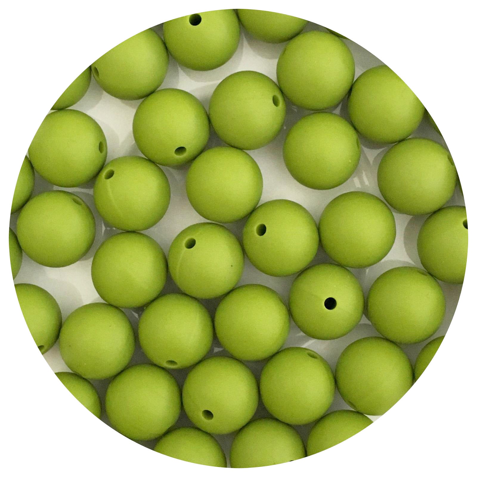 Olive Green - 15mm round - 10 Beads