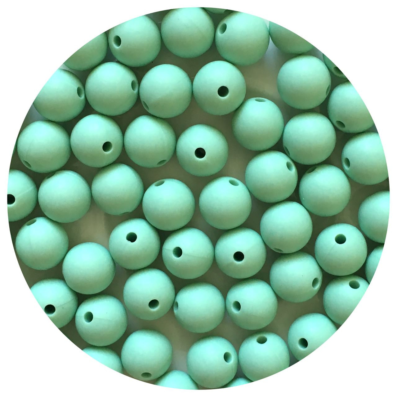 Mint Green - 12mm Round Silicone Beads - 10 beads