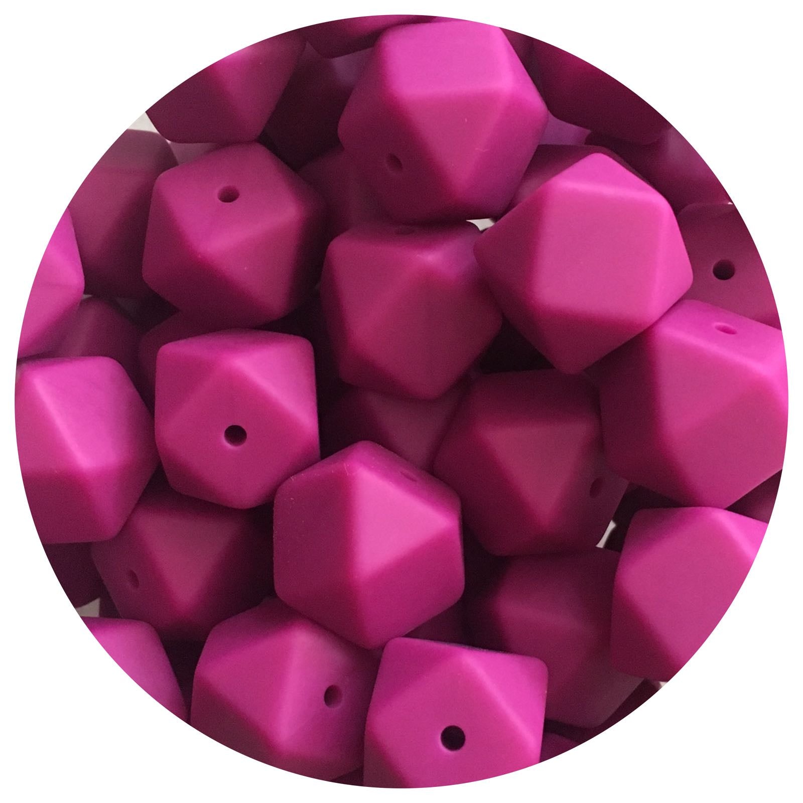 Magenta - 17mm Hexagon - 10 Beads